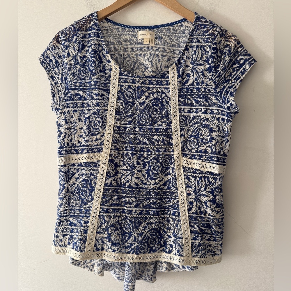 Anthropologie Meadow Rue Crochet‎ Top Stunning Boho Vintage Floral Romantic